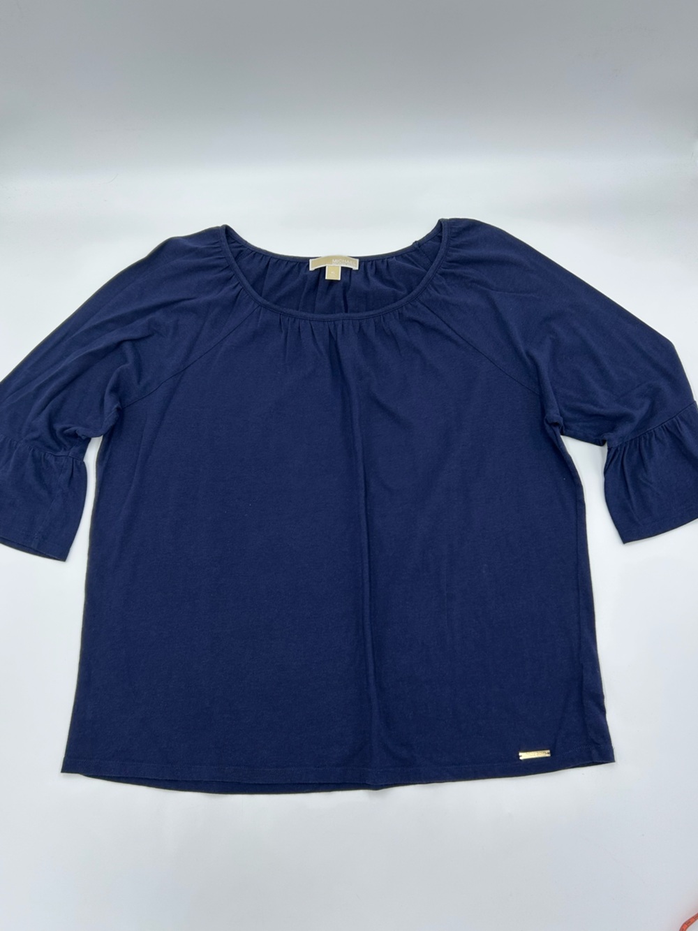 Michael Kors Navy Scoop Neck 3/4 Sleeve Top XL